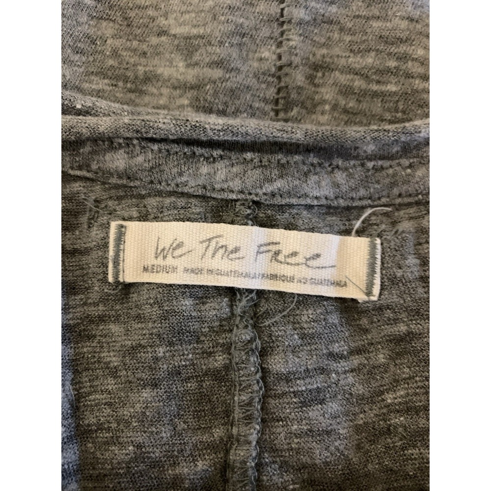 We The Free M Gray Long Sleeve Tee Lettuce Hem Grunge Y2K Casual Layering Top - Picture 3 of 4